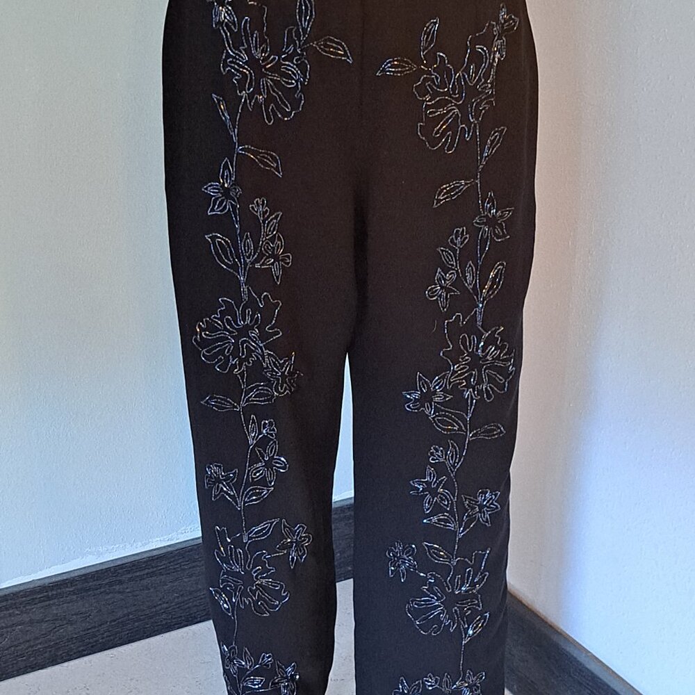 Cheeta B Evening Black Sequined Pants by Sherrie Bloom & Peter Noviello Size 10